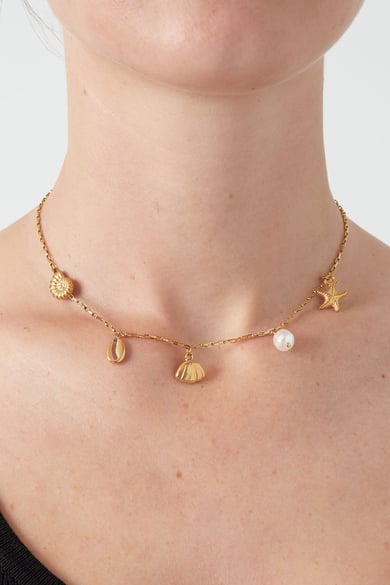 Halskette mit Charm „Beach Vibes“ – Goldfarbe - Goldfarbefarbe h5 Bild3